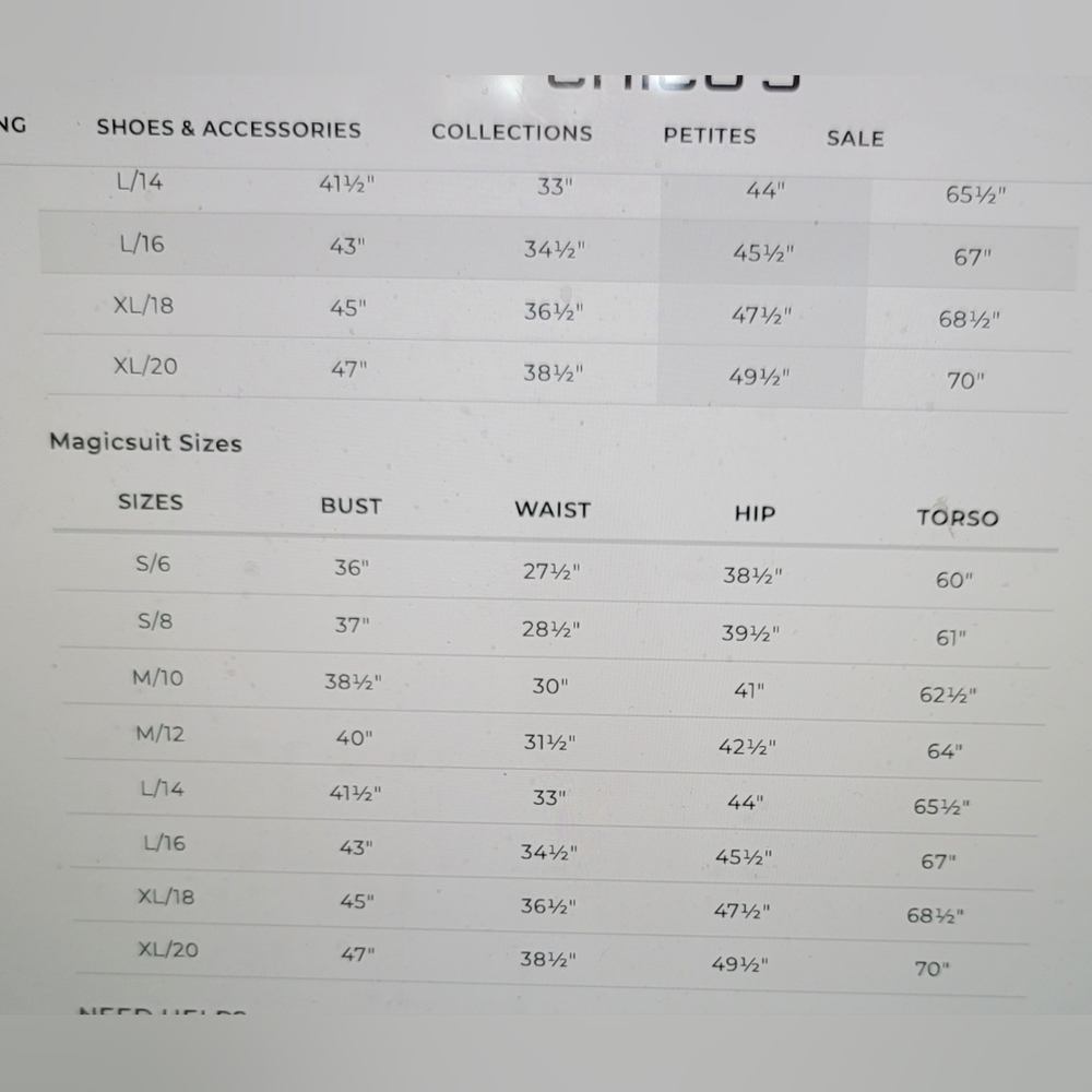 CHICOS SIZE GUIDES - Picture 7 of 7